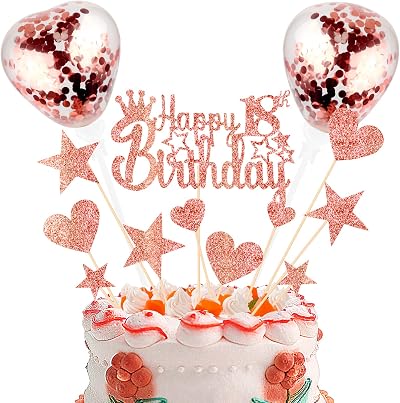 DKBT Personalised 18th Birthday Cake Toppers Rose Gold Glitter Girls Boys Party