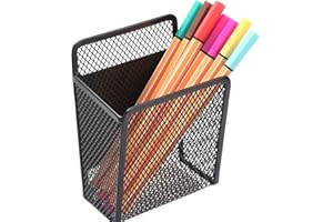 ZEYCE Magnetic Pencil Holder - Extra Strong Magnets Mesh Marker Holder Perfect for Whiteboard, Refrigerator and Locker Accessories (1 Baskets, Black)
