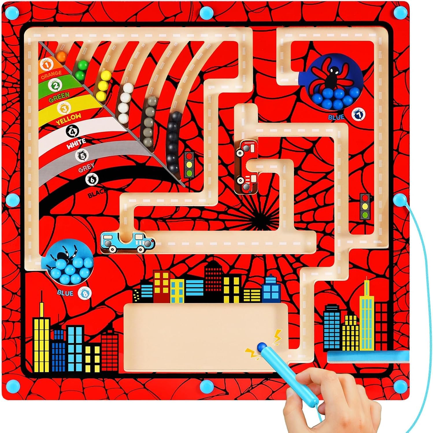 Magnetic Color and Number Maze,Montessori Toy for 2 3 4 5 Years Old Boys Girls,Wooden Puzzle Activity Board Learning Educational Sensory Toys for Toddlers,Christmas Birthday Gift for Kids