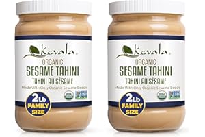 Kevala Organic Sesame Tahini – USDA Organic, Non‑GMO Project Verified & Kosher Certified | Smooth Hulled Sesame Paste in BPA-