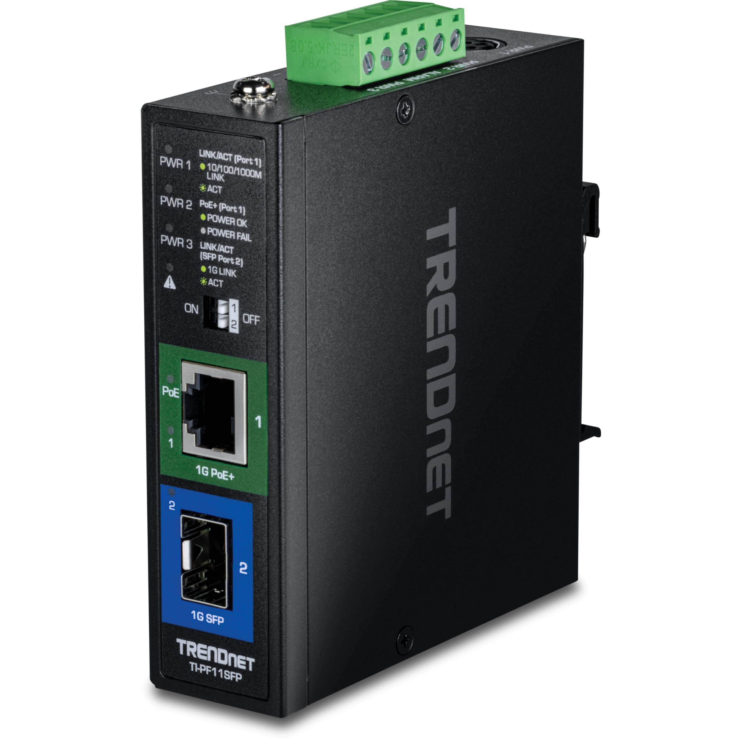 TRENDnet Industrial SFP to Gigabit PoE+ Media Converter 40km (Black) V1.0R Black TI-PF11SFP