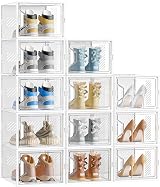 SIMPDIY Large Shoe Storage Box 12 pcs Clear Stackable Organizer with Lids UK 12 view 1