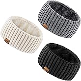 Sofier Winter Headbands for Women 3 Pack Knit Ear Muffs With Thick Fleece Lined Cold Weather Ear Warmers Christmas Stocking Stuffers Gifts