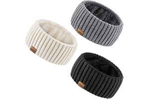Sofier Winter Headbands for Women 3 Pack Knit Ear Muffs With Thick Fleece Lined Cold Weather Ear Warmers Christmas Stocking Stuffers Gifts