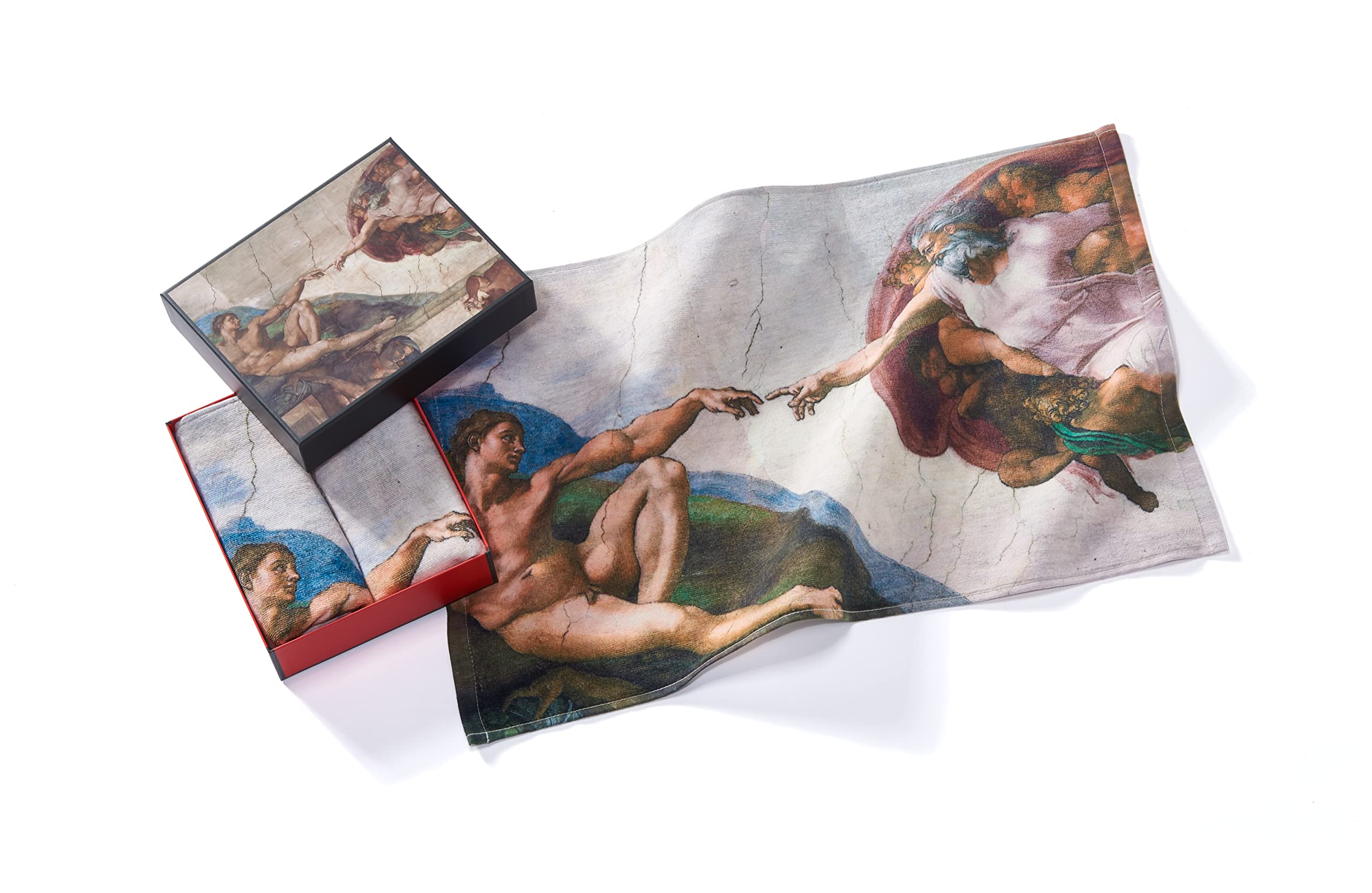 Musearta GT2-BM-TA-V433088 Unisex Guest Towels Set of 2 with The Creation of Adam by Artist Michelangelo Buonarroti Made of Cotton 40 x 60 cm