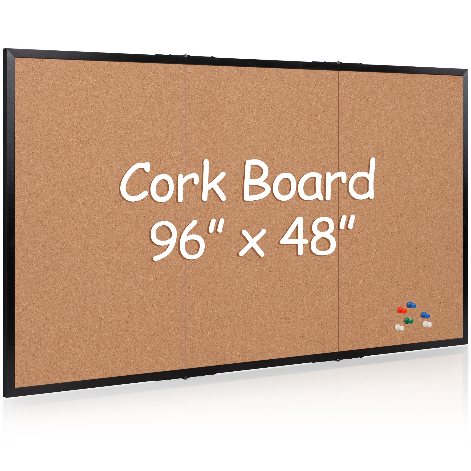 Board2by Extra Large Cork Bulletin Board 96" X 48", Foldable