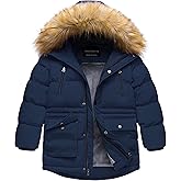CREATMO US Boy's Winter Parka Water Resistant Hooded Puffer Fleece Lined Jackets Coats