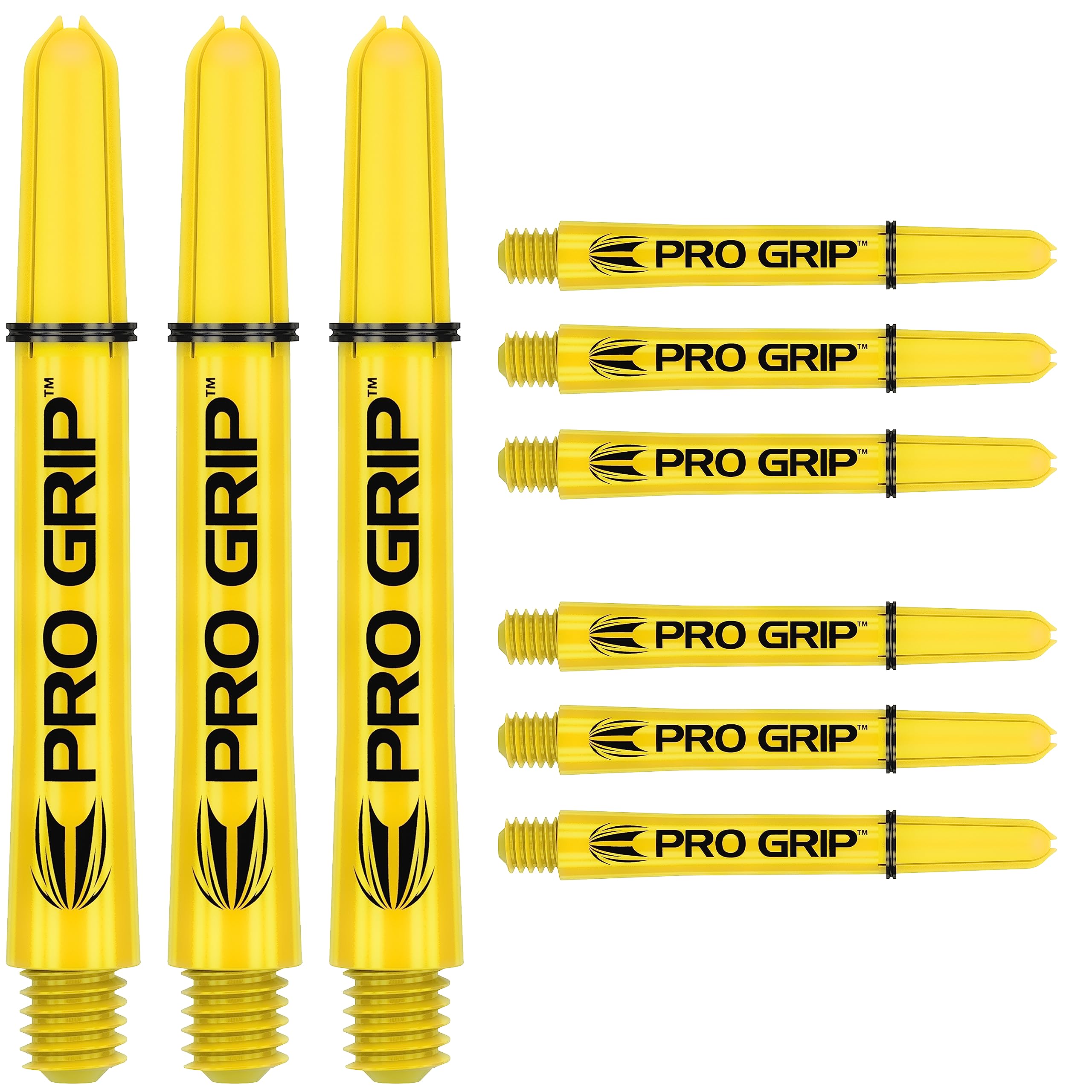Target Darts Pro Grip Shafts – Set of 9 | Yellow, Intermediate (41mm) | Dart Stems, Professional Darts Accessories, 2BA Shaft Multipack with Rings — image 1