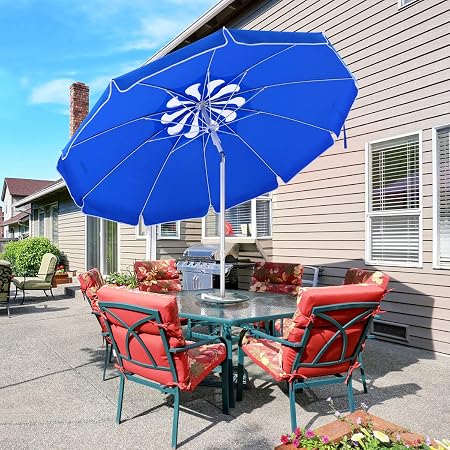 Movtotop 2m Garden Umbrella Non Rusting Parasol Umbrella With Tilted Aluminum Crank Beach Patio Umbrella Sun Shade Protection Upf50 Market Parasol For Balcony Patio Fishing Backyard Amazon Co Uk Garden Outdoors