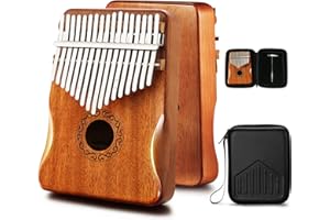 MIFOGE Kalimba Thumb Piano 17 Keys with Mahogany Wood,Mbira,Finger Piano Builts-in Waterproof Protective Box, Easy to Learn Portable Musical Instrument,Gift for Beginners (Mahogany)