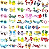 Marsui 48 Pairs Funny Sunglasses Hawaiian Glasses Bulk Luau Sunglasses Adults Party Pack Photo Booth Props Hawaiian Party Favors Accessories Summer Beach Tropical Supplies Decorations