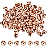 PATIKIL Rose Gold Filled Spacer Beads, 64Pcs 4mm Metal Smooth Round Ball Beads for Bracelet Jewelry Making Necklace DIY
