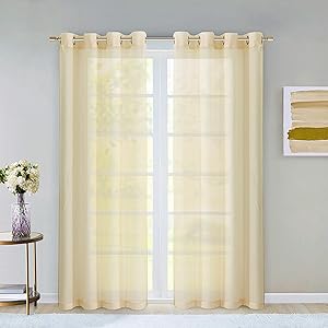 Dainty Home Malibu Textured Semi-Sheer Linen Look Grommet Top Curtain Panel Pair, 54