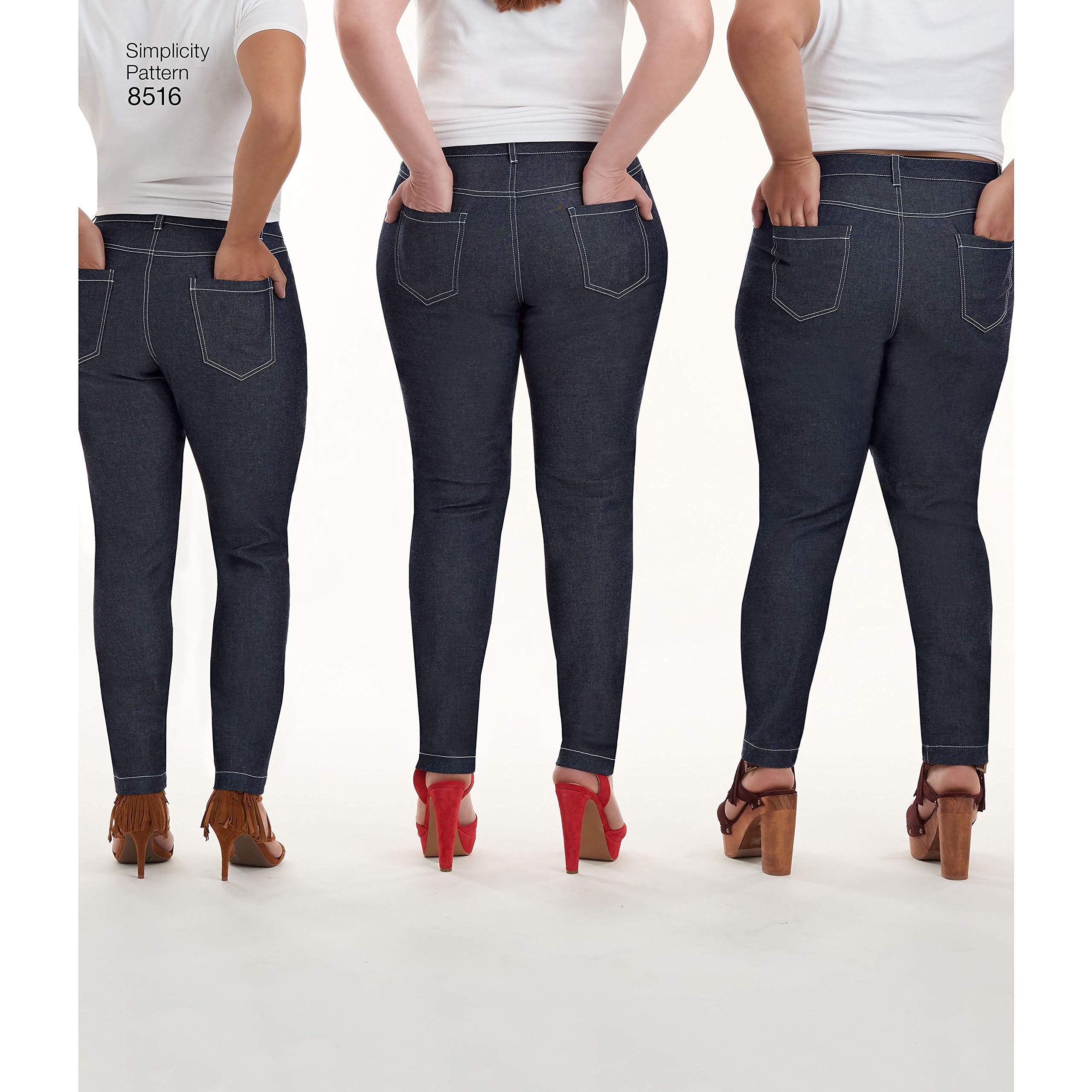 Simplicity Pattern 8516 R5 (14-16-18-20-22) Misses' Mimi G Skinny Jeans, Paper, White, 22 x 15 x 1 cm