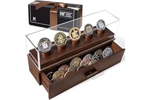 Holme & Hadfield Premium Challenge Coin Display Case – Preserve The Memories with The Coin Deck – Christmas Gift for Men – Luxury Military Coin Display Case and Wooden Challenge Coin Holder