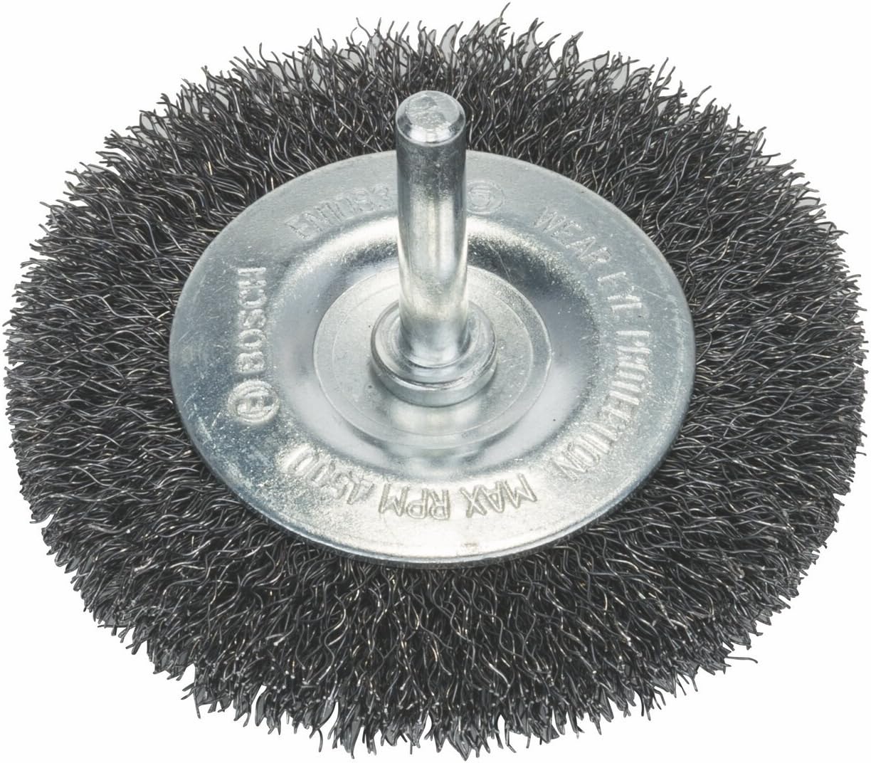 Bosch 1x PRO Steel Longlife Wire Wheel, Crimped Wire for 6 mm Cylindrical Shank and Drill (diameter 75 mm