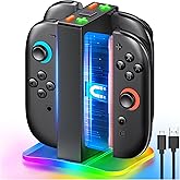 Upgraded Switch 2 Charging Dock for Nintendo Switch 2 Joycons, 4-in-1 Magnectic Controller Fast Charging Station with Adjustable RGB Lights&Space-Saving Design, for Sega Saturn Accessories, S