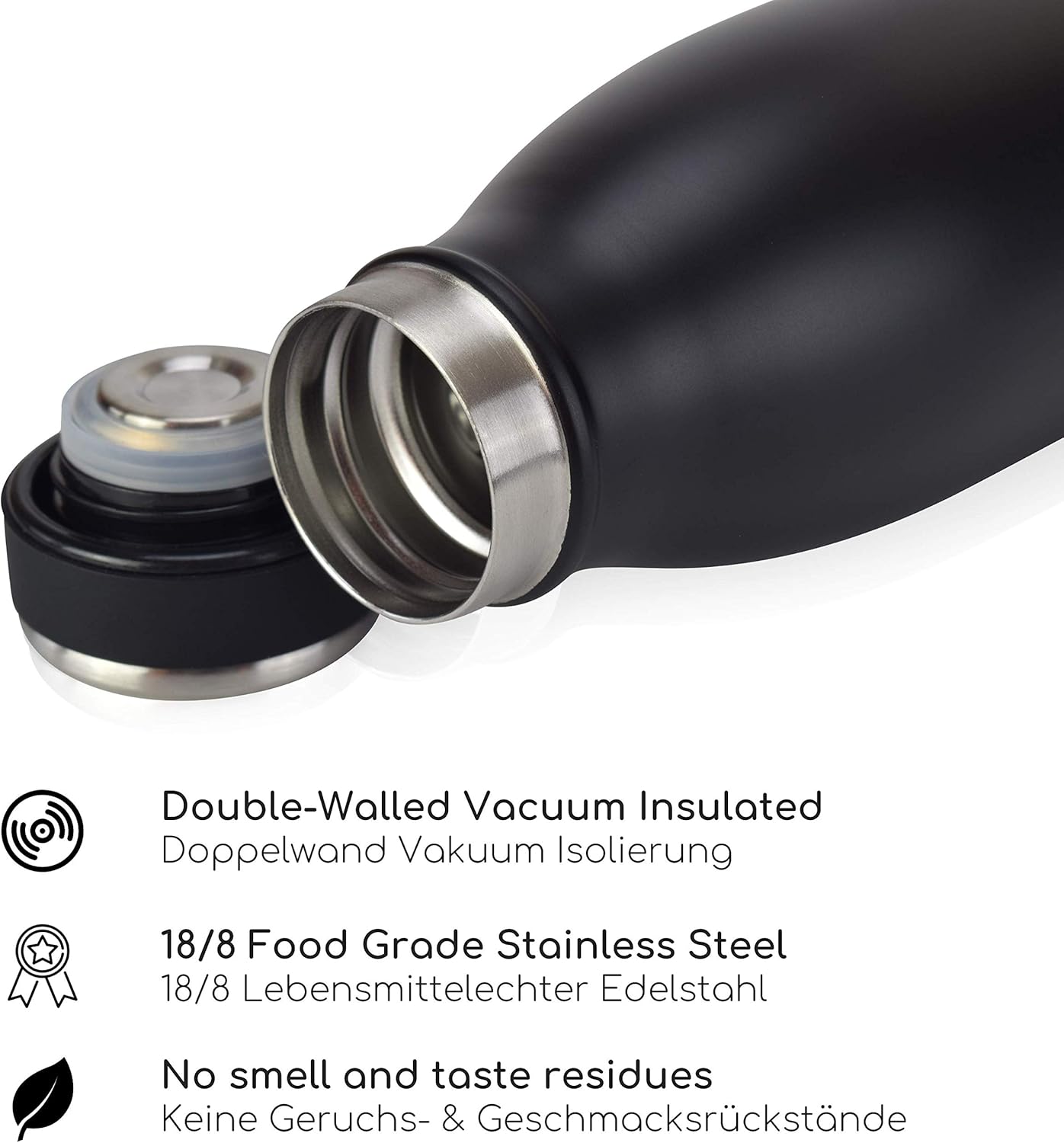 Milu Stainless Steel Drinking Bottle 1000 ml, Insulated Thermo Flask for Water, Leak Proof, Insulated and Double Walled - Image 4