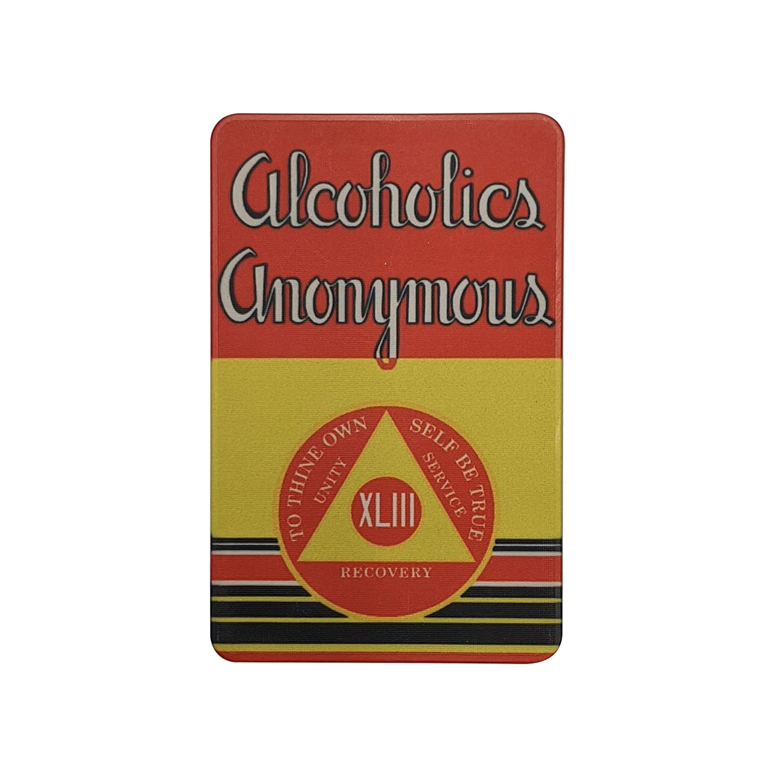 MYRECOVERYSTORE First Edition” Big Book Alcoholics Anonymous Rectangular AA Sobriety Chip with How It Works (Years 1-50 Offered) Wallet Card Style Recovery Chip (Year 43)