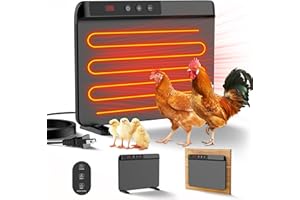 TIMEBAL 2025 Smart Chicken Coop Heater with Adjustable Temperature Remote Control, 200 Watts Radiant Heat Flat Panel Heaters for Winter Heating,Adaptable to Timer and Temp Controllers (Black)