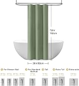 Waterproof Narrow Shower Curtain 92x182cm Green with Metal Hooks view 5