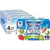 Capri Sun Roarin' Waters, 40 ct Strawberry Kiwi, 4 Boxes of 10 Pouches | for School Lunches and On-the-Go Hydration, All Natural Ingredients, No Artificial Colors, Flavors Or Preservatives