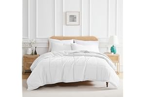 Southshore Fine Living, Inc. White Comforter Queen Size, Down-Alternative Comforter Queen Size/Full Size Bedspread, Fluffy Comforters, Pet Hair Resistant Bedding, Bright White