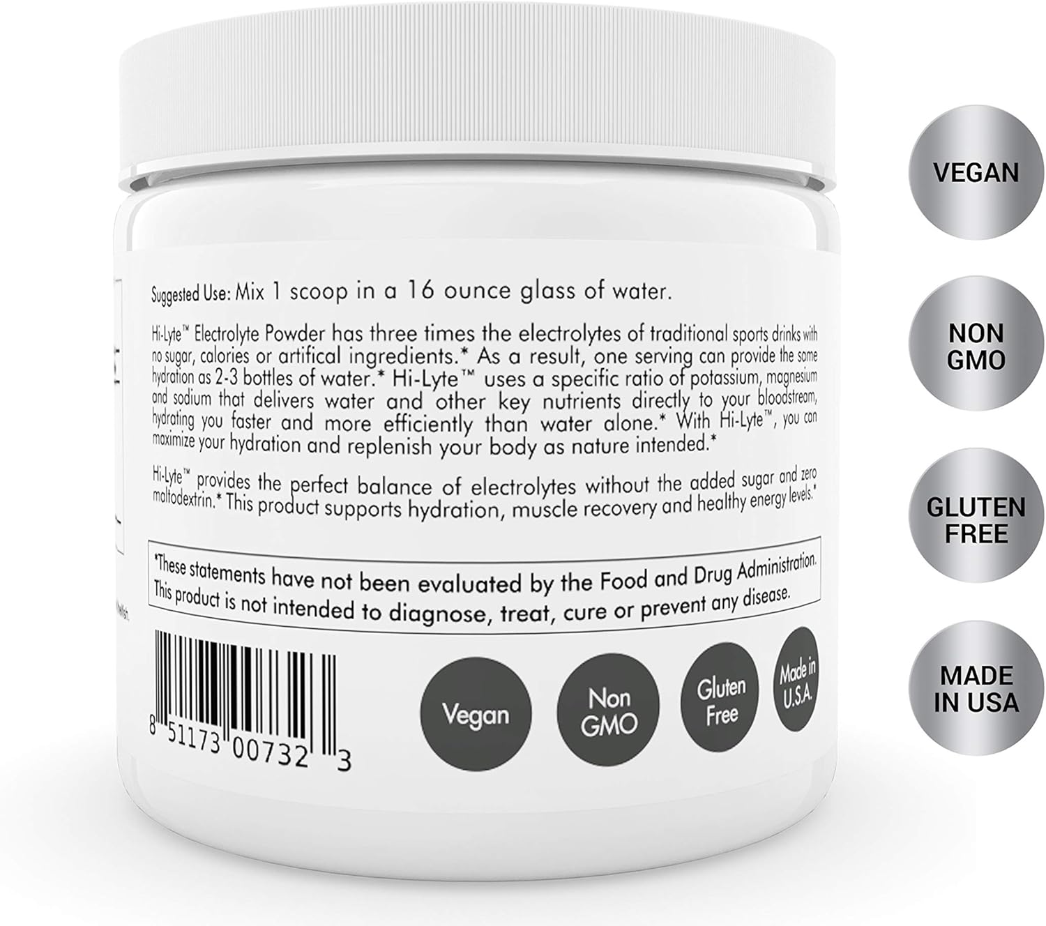 Hi-Lyte Electrolyte Powder | 500mg Potassium + 500mg Sodium from Sea Salt | Hydration & Stamina Booster | No Sugar, Carbs, Maltodextrin or Artificial Ingredients | Citrus Salt | 50 Servings: Health & Personal Care