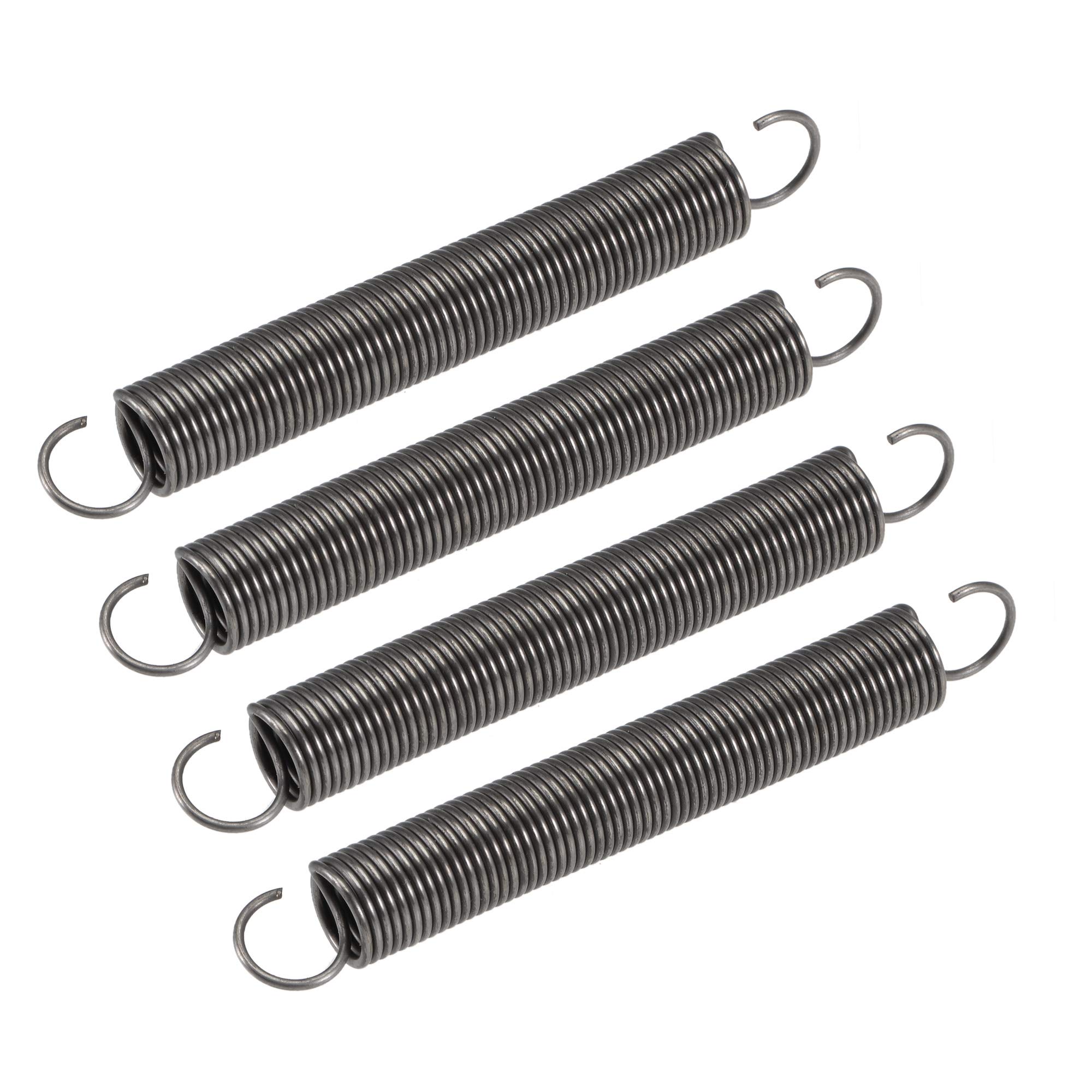 sourcing map Tension Spring,10mm OD,1mm Wire Size,136mm Extended Length,80mm Free Length,Spring Steel,3.3Lbs Load Capacity,Grey 4pcs
