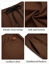 COOFANDY Men's Elastic Waist Shorts Cotton Summer