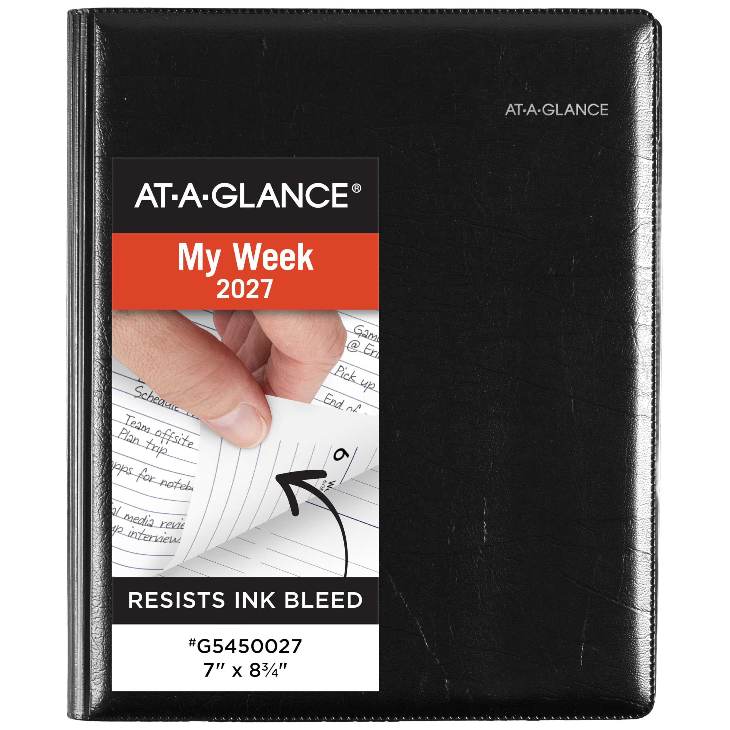 AT-A-GLANCE 2027 Planner Refillable, Weekly & Monthly, 7.5″ x 9.25″, Executive, DayMinder, Black (G5450027)