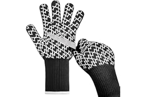 HandLove Kitchen Flame Retardant Non-Slip BBQ Fire Gloves Microwave Oven Gloves | Silicone Grip, Long Cuff Mitts - Kitchen & Outdoor Barbecue, Cooking, Baking, Pink, S/M