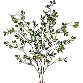 Sggvecsy 43’’ 3Pcs Artificial Ficus Branches Faux Leaf Spray Green Eucalyptus Branches Artificial Greenery Stems Fake Ficus Twig Plants for Home Office Wedding Vase Filler Shop Decoration