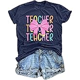 Teacher Shirts for Women Checkered Teach Printed T-Shirt Graphic Teaching Gifts Tees Casual Short Sleeve Tops