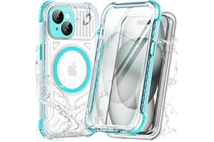 WIFORT for iPhone 15 Plus Waterproof Case - 360 Full Body Shockproof Protection [Built-in Screen][IP68 Underwater][Compatible with MagSafe] Slim Frosted Cover for iPhone 15 Plus 6.7" Teal