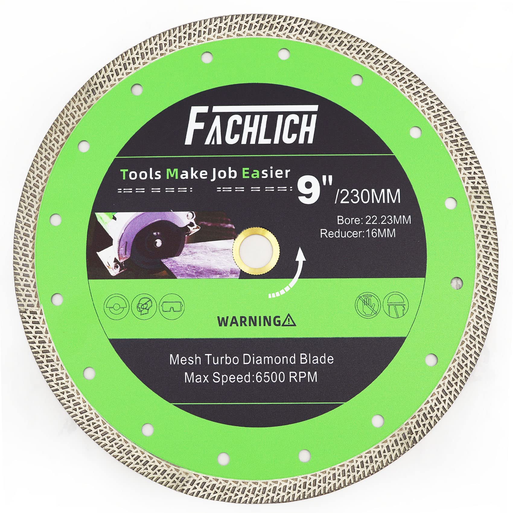 FACHLICH Diamond Cutting Disc 230mm 9" Porcelain Saw Blade for Cutting Porcelain Tile Granite Marble Ceramic