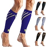 CopperJoint Running Calf Compression Sleeve Women – Easy-On Footless Calf Compression Sleeves for Men, Support Mens Leg Sleeves for Runners, Basketball, Sports, Copper Infused Nylon - Blue, X-Large