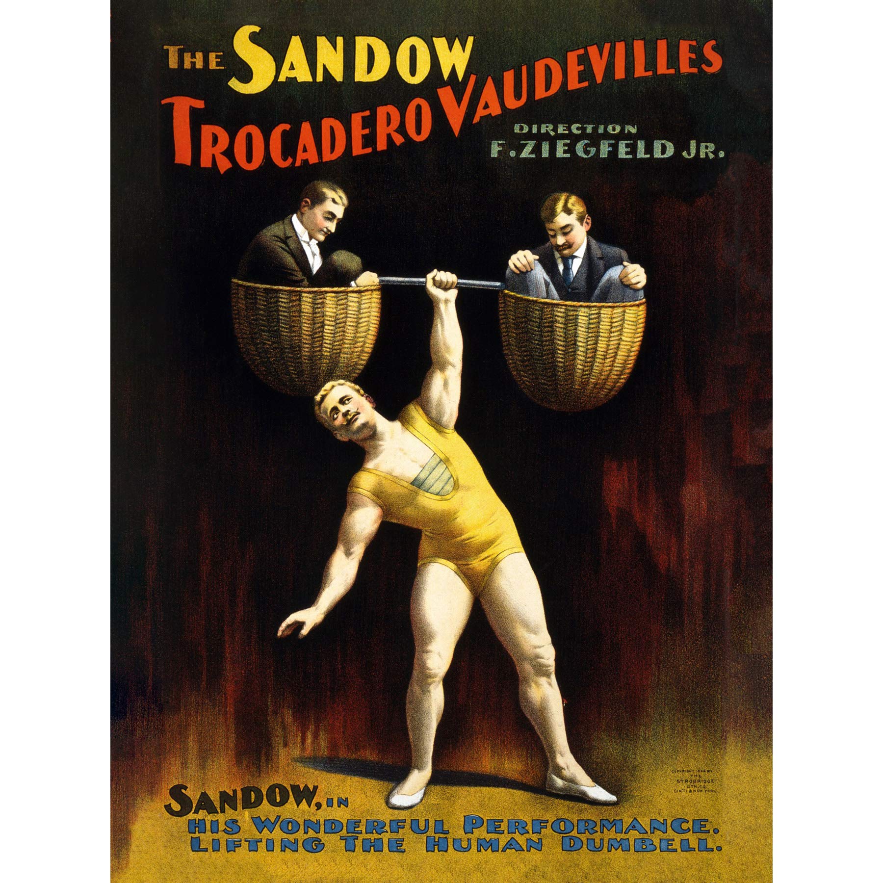 Artery8 Trocadero Vaudevilles Sandow Lifting Human Dumbell Ad Premium Wall Art Canvas Print 18X24 Inch