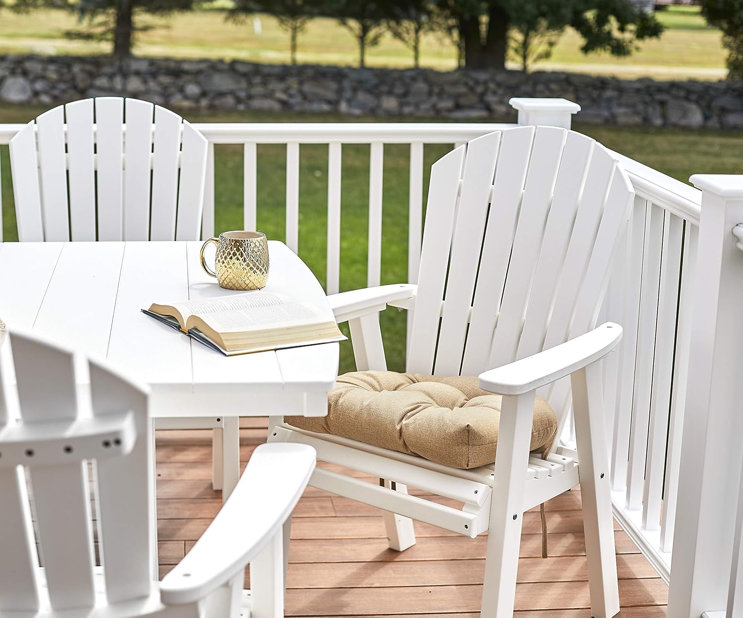 Klear Vu Indoor/Outdoor Overstuffed Rocking Chair Pad Cushion Set, 19" x 19", Husk Birch: Home & Kitchen