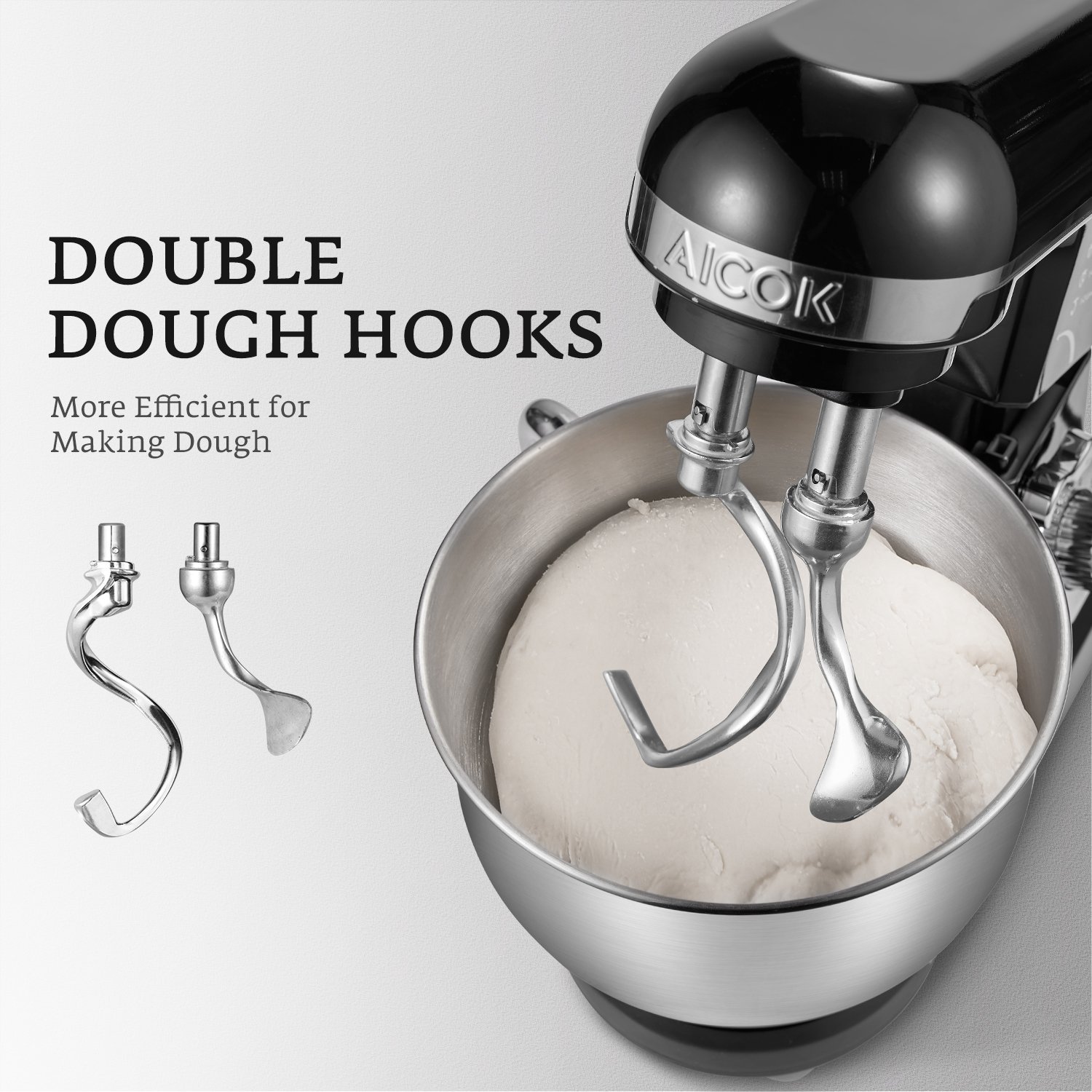 Stand Mixer, Aicok 5Quart 500Watt 6Speed Dough Mixer with Stainless