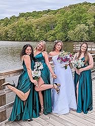 Lindo Noiva Blue Satin Bridesmaid Dresses for Women
