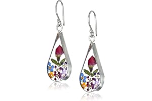 Amazon Essentials Sterling Silver Pressed Flower Teardrop Earrings (previously Amazon Collection)