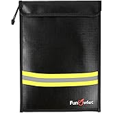 Fireproof Waterproof Money Document Bag - 15" x 11" Upgraded Zipper Bags, Fire & Water Resistant Storage Organizer Pouch for A4 A5 Documents Holder,File,Cash,Jewelry,Passport,Tablet,Laptop (Black)