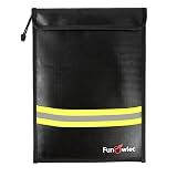 Fireproof Waterproof Money Document Bag - 15" x 11" Upgraded Zipper Bags, Fire & Water Resistant Storage Organizer Pouch for A4 A5 Documents Holder,File,Cash,Jewelry,Passport,Tablet,Laptop (Black)
