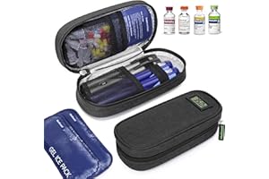 MEDINEED Insulin Cooler Travel Case TSA Approved with Temperature Display – Diabetic Medication Travel Case with 2 × 90g Ice Packs, Portable Medicine Organizer for 3–4 Insulin Pens and Diabetic Supplies(Black)