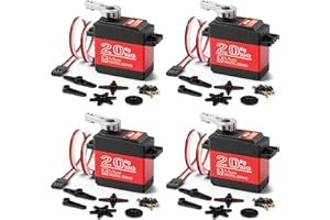 Miuzei 20KG Servo Motor High Torque Digital Servo Metal Gear Waterproof for 1/8, 1/10 RC Model DIY Car Robot, DS3218, Control Angle 270 Degree (4 Pack)