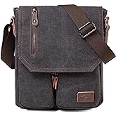 Kasqo Small Messenger Bag for Men, Vintage Canvas Crossbody Shoulder Bags for Women, Anti-Theft Purse for Travel Work