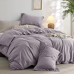 Bedsure 100% Washed Cotton Duvet Cover King Size