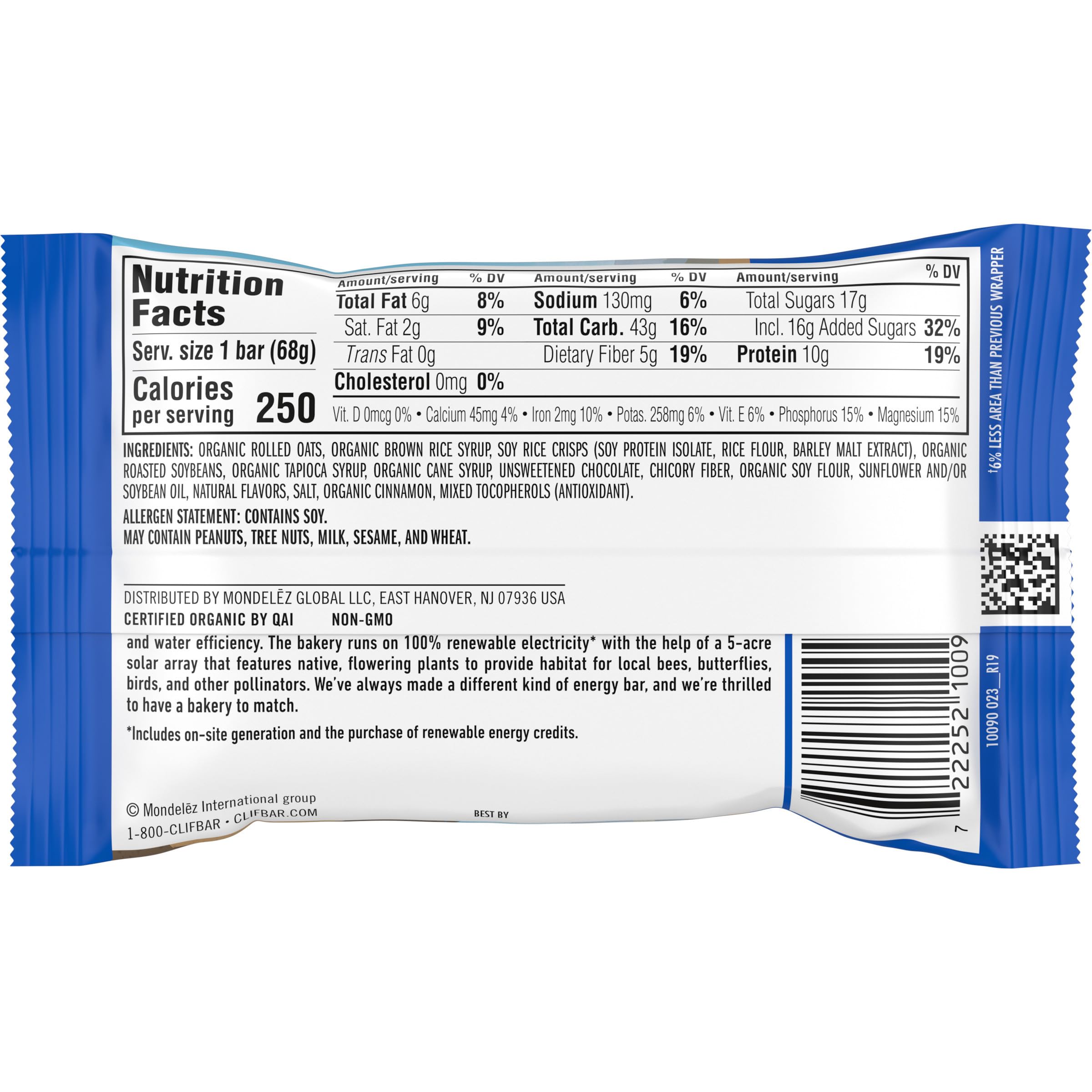 CLIF BAR - Energy Bar - Chocolate Chip - Made with Organic Oats - Plant Based Food - Vegetarian - Kosher (2.4 Ounce Protein Bar, 1 Count) Packaging May Vary