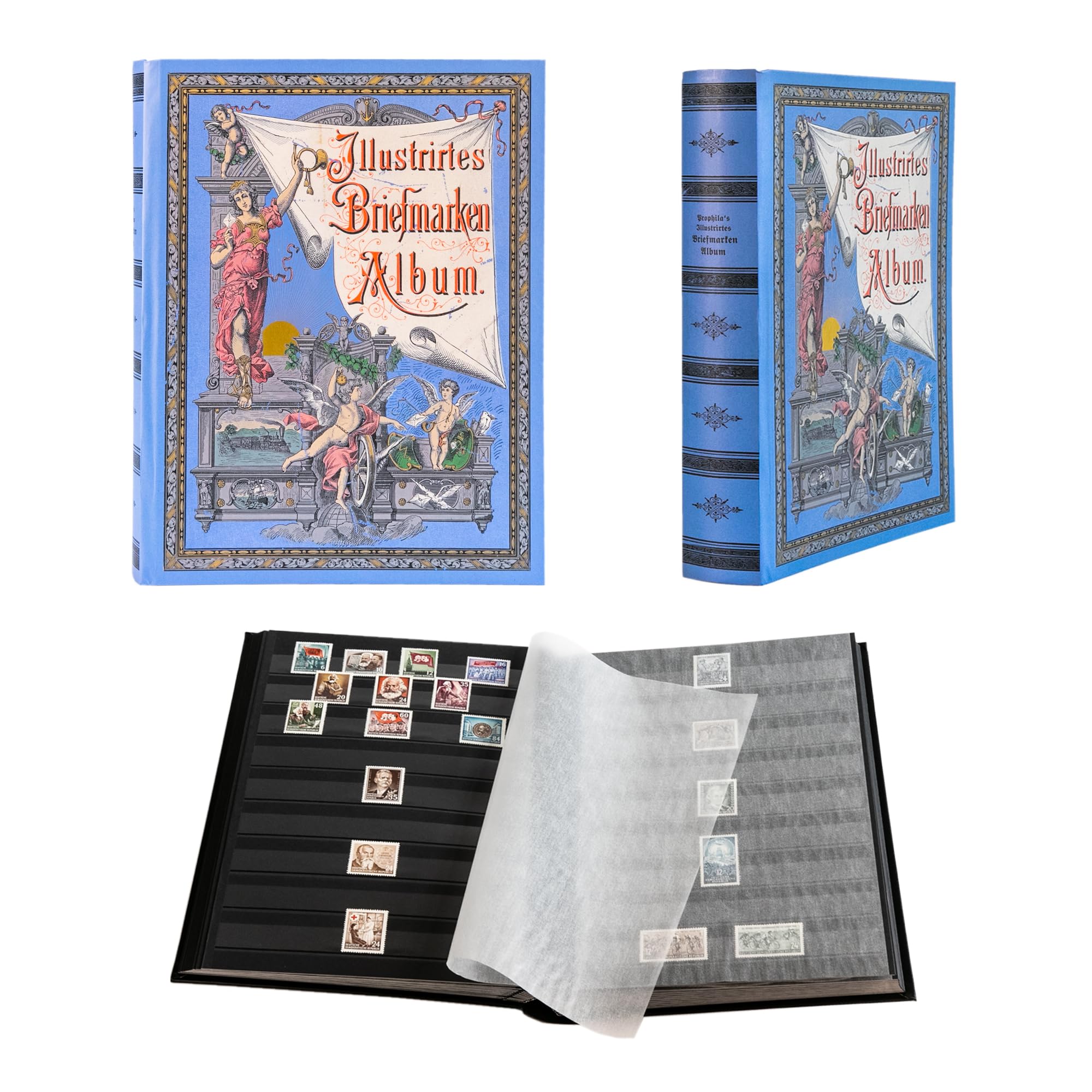 Prophila Collection Stamp Collector's Album with 60 Black Refill Sheets Heritage Design II